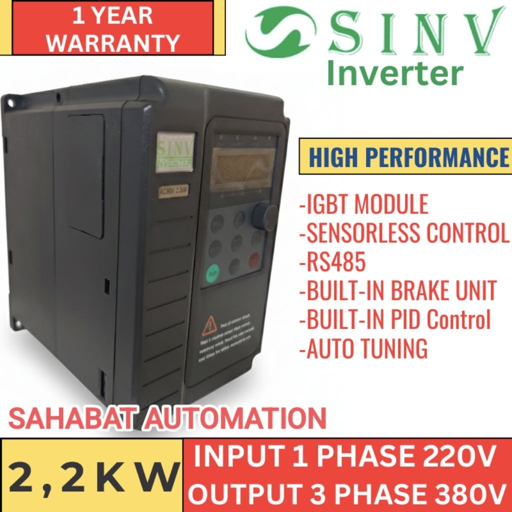 Jual Inverter motor 220V to 380V 2,2 kw motor 3 HP 1 phase 220V ke 3 ...