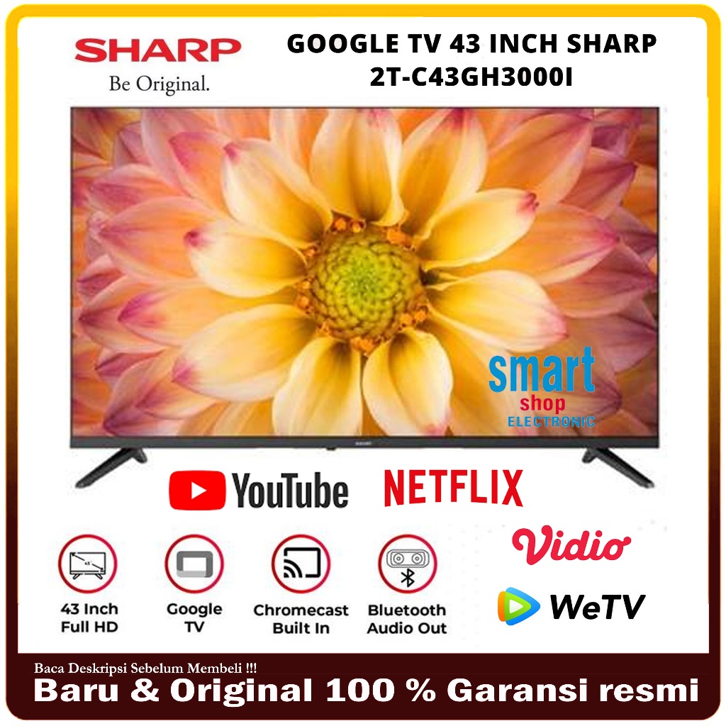 Jual LED SHARP Smart Google TV 2K LED 43 Inch Full HD HDR Bluetooth 2T ...