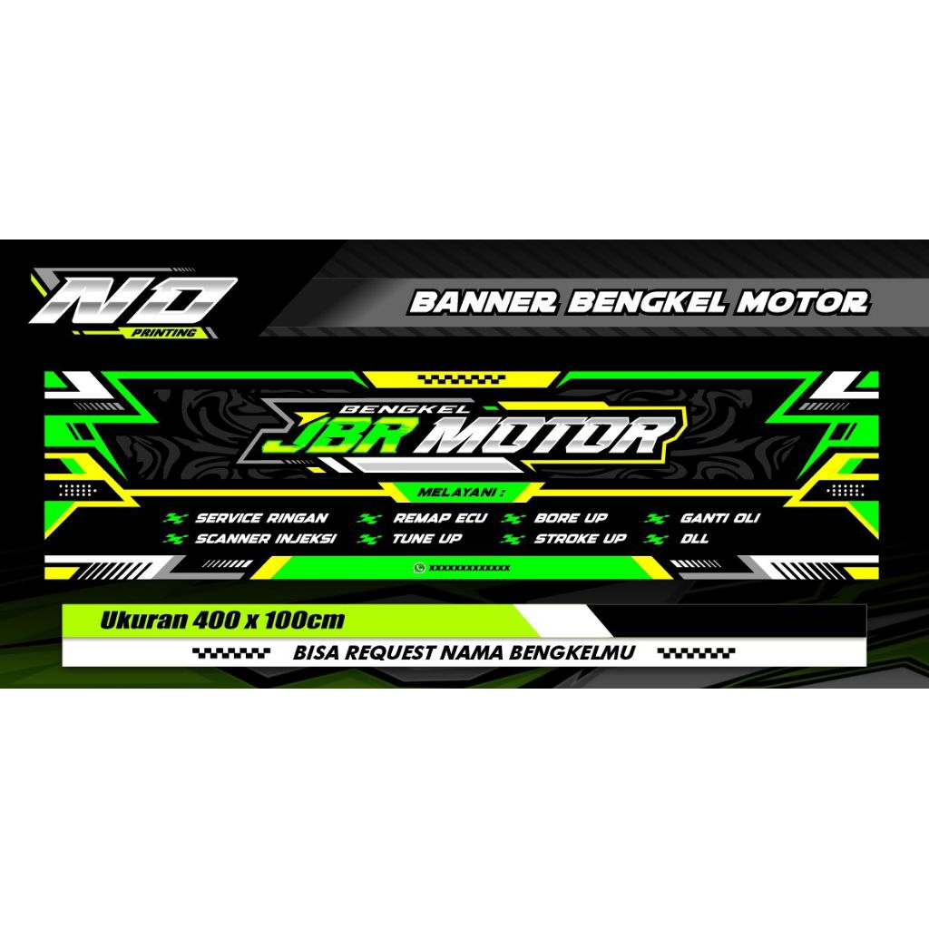 Jual BANNER SPANDUK BENGKEL MOTOR, BANNER RACING ukuran 400x100cm (Bisa ...