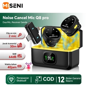 MISENI Mikrofon Clip On Nirkabel Mini Mic Wireless Kecil Jepit Tanpa Kabel 2 In 1 Lavalier