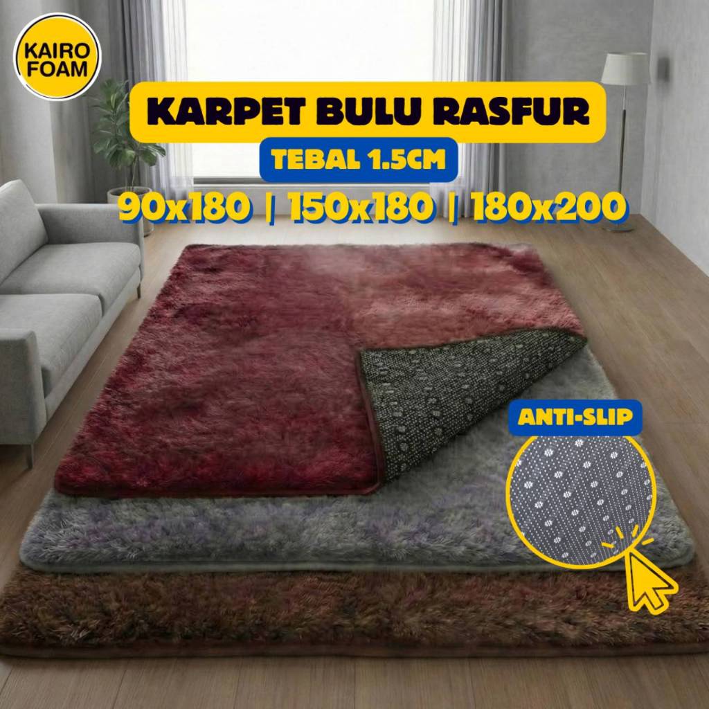 Jual Karpet Bulu Rasfur Anti Slip Alas Tidur lantai | Shopee Indonesia