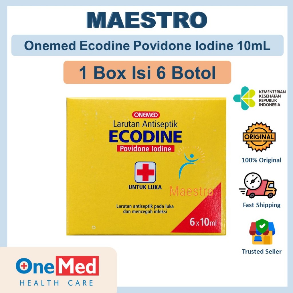 Jual Ecodine 10mL Box Isi 6 Botol Povidone Iodine Onemed Antiseptik 10 ...