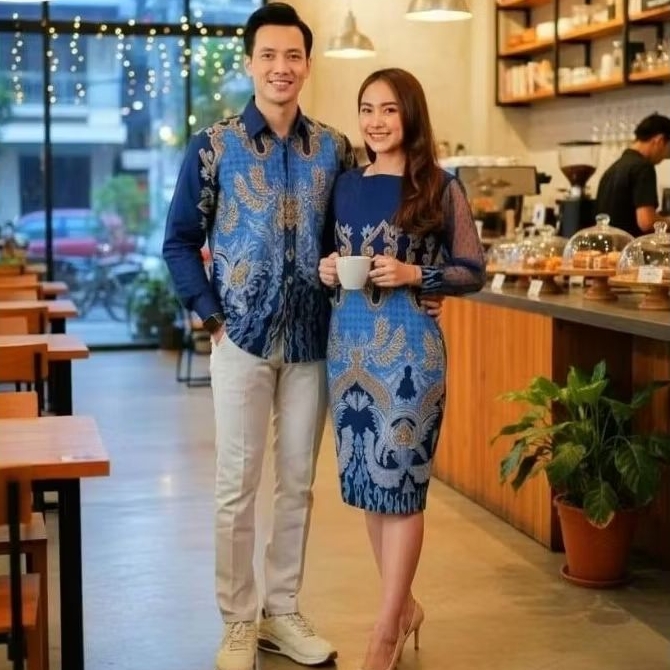 Batik Pasangan Couple Motif Rizola Kemeja Slimfit