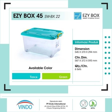 Jual Ezy Box Container Serbaguna 45 Liter Box Pakai Roda Tebal | Shopee ...