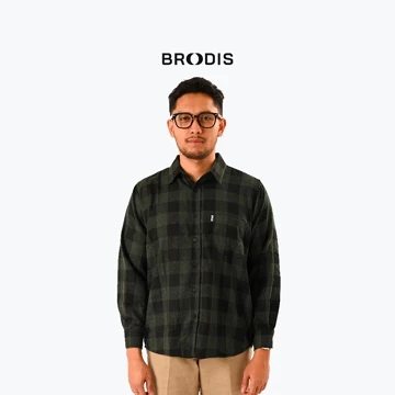 Broodis Kemeja Flannel Canbera Green Lengan Panjang