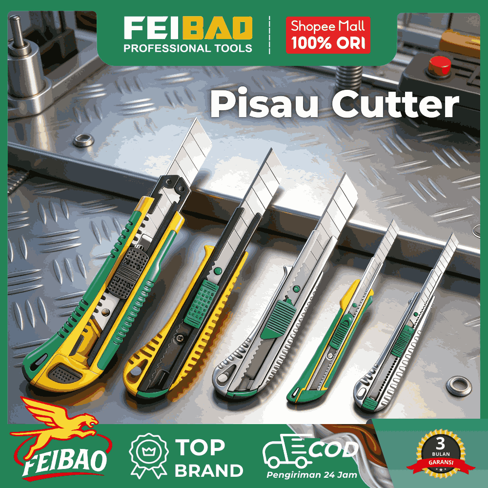 Jual FEIBAO Cutter Aluminium Serbaguna 150mm Pisau Lengkap Ukuran 25/30 ...