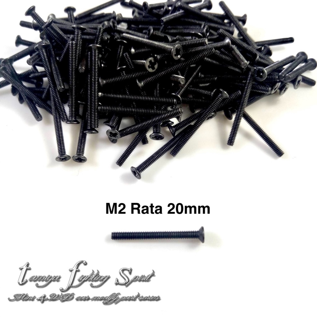 Jual Baut Tamiya Baut Countersunk M2 20mm 50pcs Hitam Screw M2 kepala ...