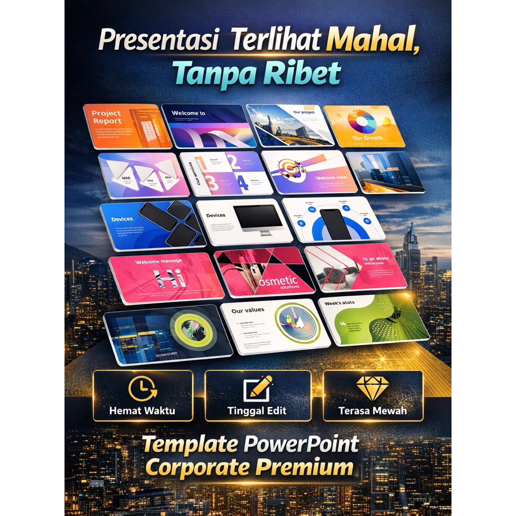 Jual PowerPoint Template Premium PRO 2026+ Slides & 100+ Tema ...