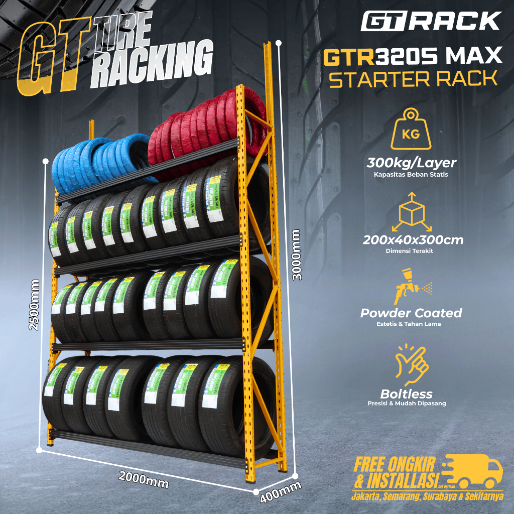 Jual RAK BAN MOTOR MOBIL GT RACK GTR320 MAX TIRE RACK 4 SUSUN. RACK ...