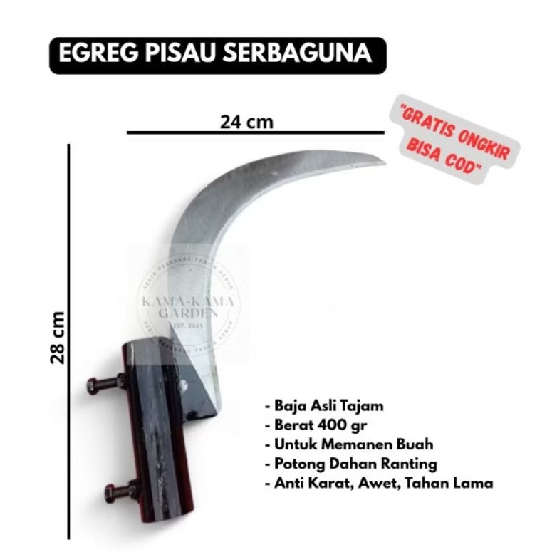 Egreg Serbaguna Multifungsi - Egrek Pisau Panen Buah - Sabit Pemotong Rumput Dahan Ranting Asli Baja
