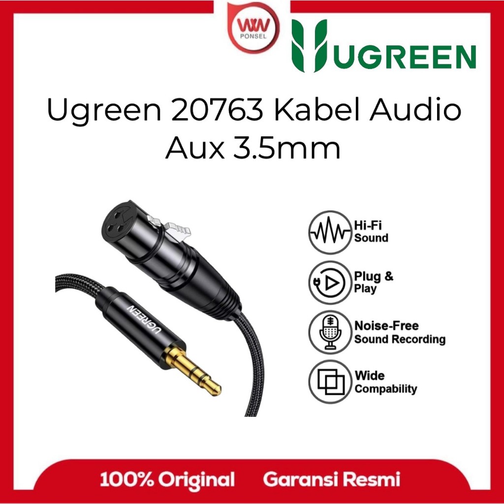 Jual Ugreen 20763 Kabel Audio XLR Microphone Female to Aux 3.5mm ...