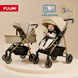 Yuumi Y8+ Stroller Bayi Lipat 2 Arah UPF50+ Peredam Kejut EVA & Roda Karet Besar Rebah Penuh & Duduk Ringan Usia 0-8 Tahun