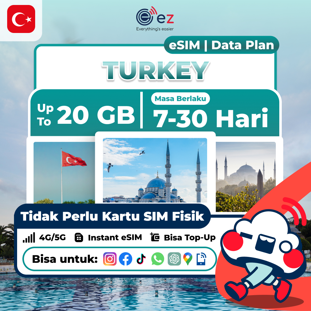Jual ez eSim Plus Turkey [Turki] Hingga 20GB | Paket Kuota Big Mode 4G ...