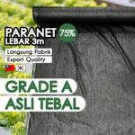Jaring Paranet 75% Lebar 3 Meter untuk Peneduh / Tirai Outdoor Hitam Penahan Panas Sinar Matahari