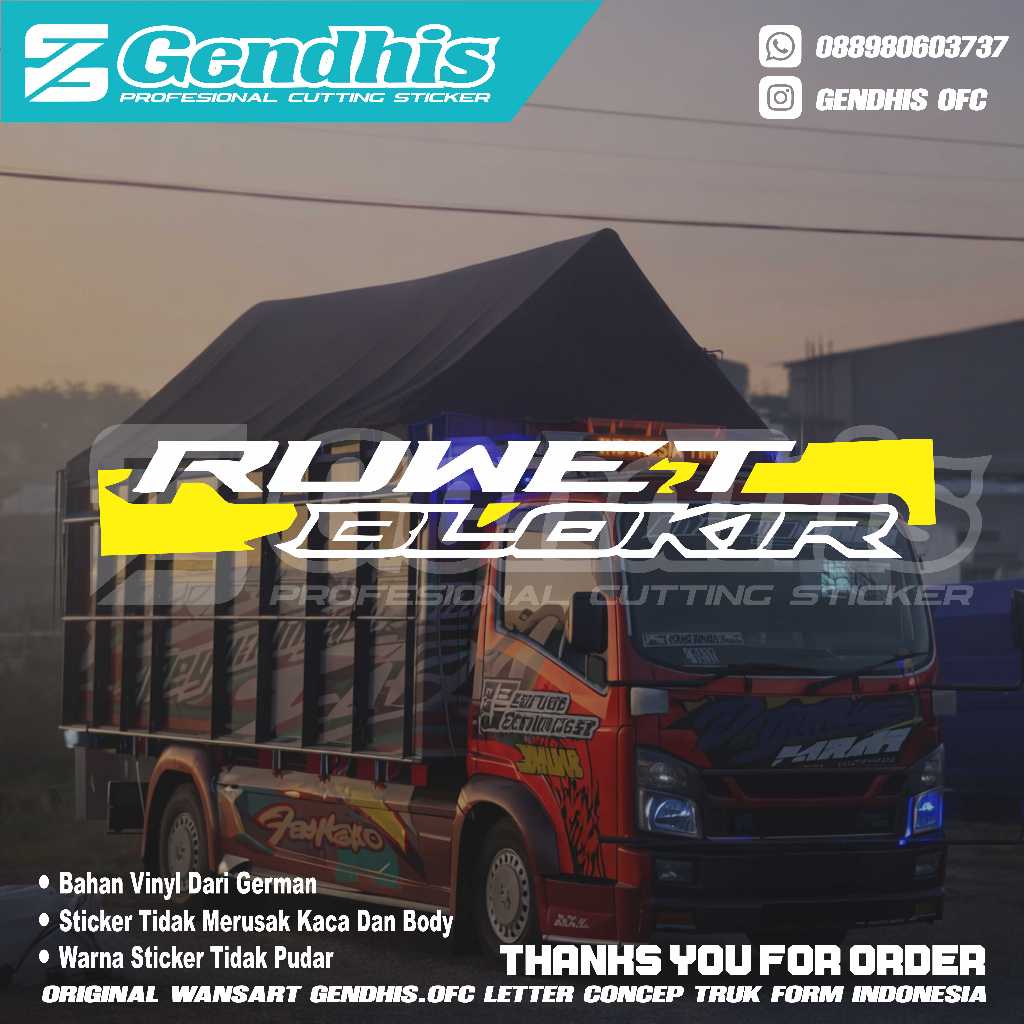 Jual Stiker kaca RUWET BLOKIR 2 WARNA cutting variasi kaca mobil pickup ...