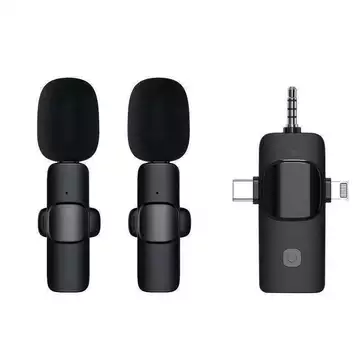 Mic Clip On Microphone Wireless Portabel Type C Lightning Android Iphone Konektor Wireless