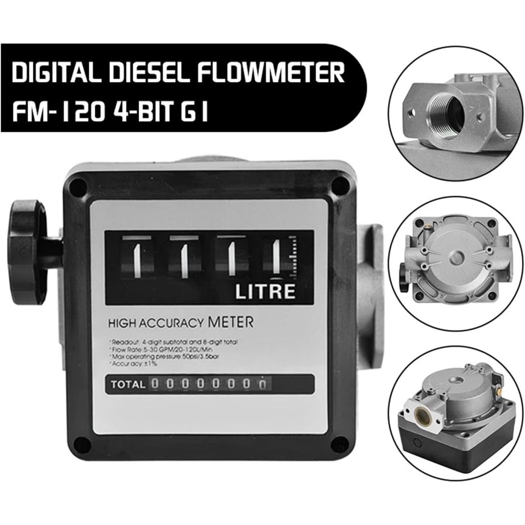 Jual Digital Flow Meter Manual 120L/Min Oval Gear Meter 4 Digit Flow ...