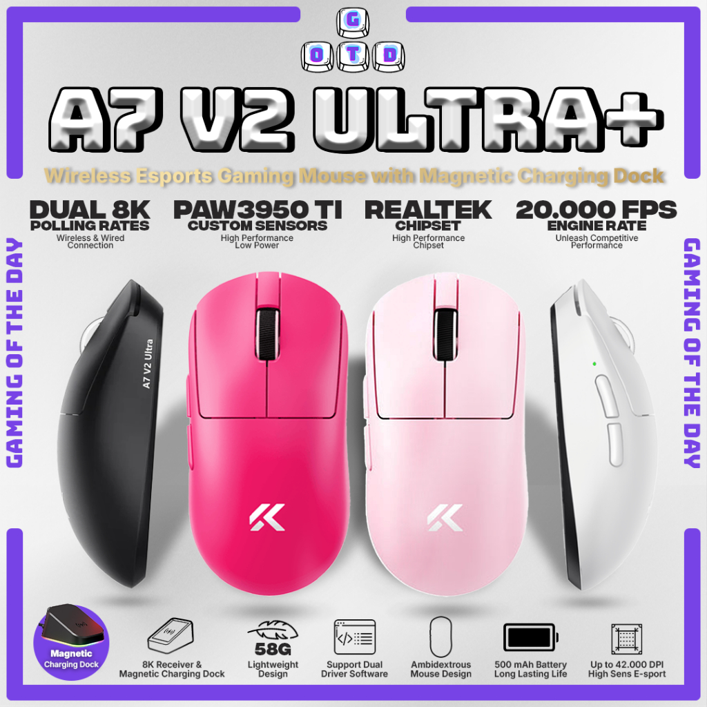 Jual MCHOSE A7 V2 Ultra+ Lightweight All Round G Pro Shape Wireless ...