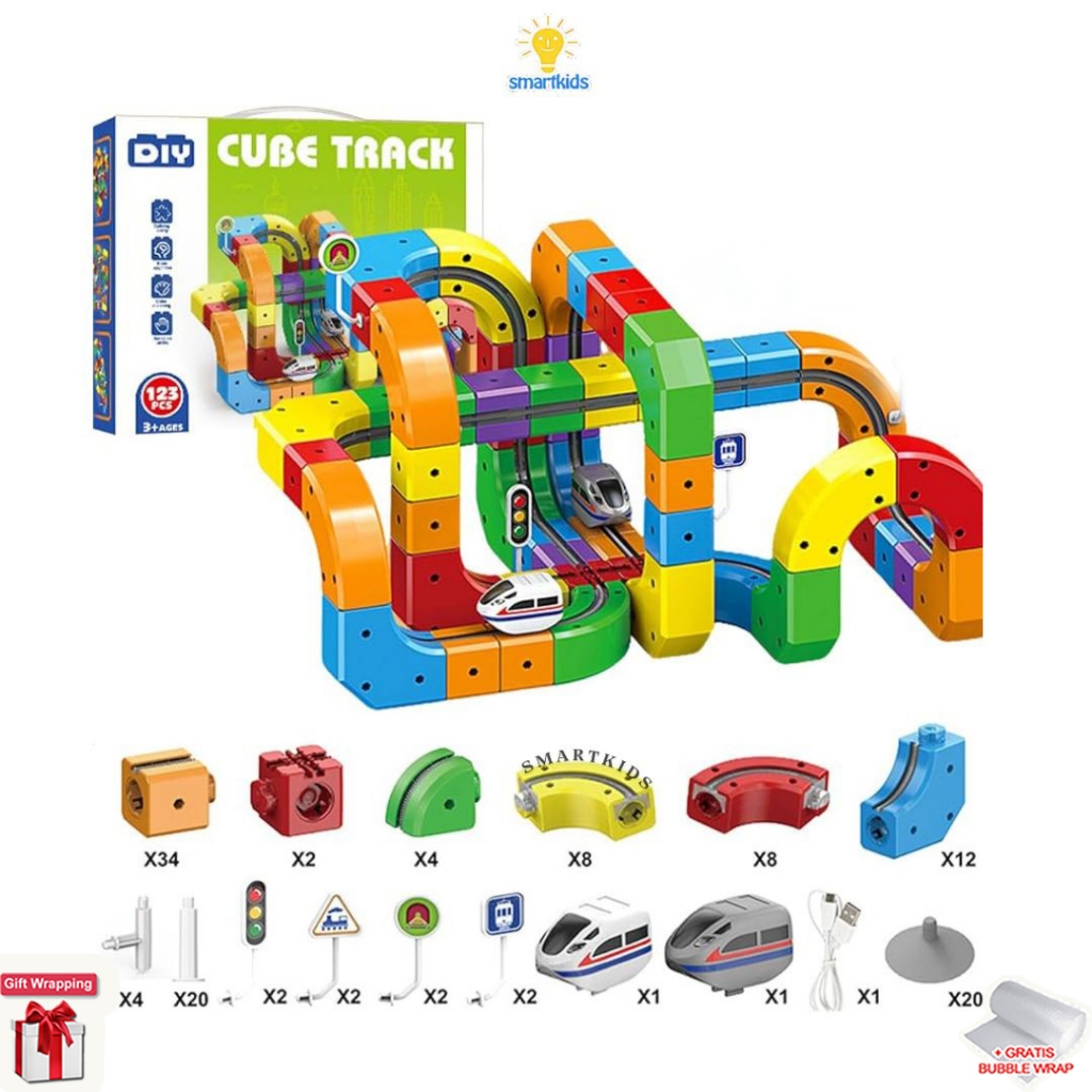 Jual Mainan Edukasi Anak DIY Cube Track Train Lintasan Kereta Api 3D ...