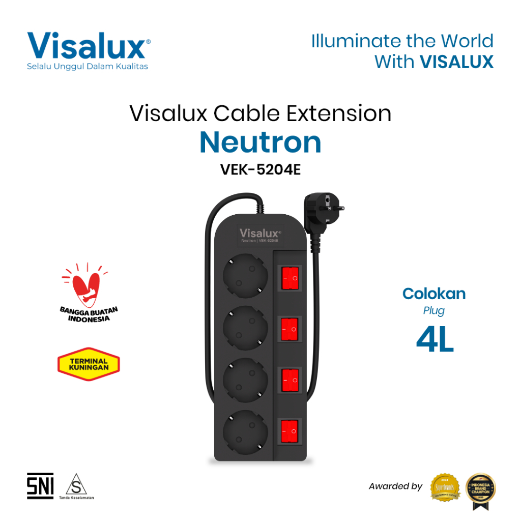 Jual Visalux Kabel Extension Neutron - 4L (Stop Kontak Colokan 4 Lubang ...