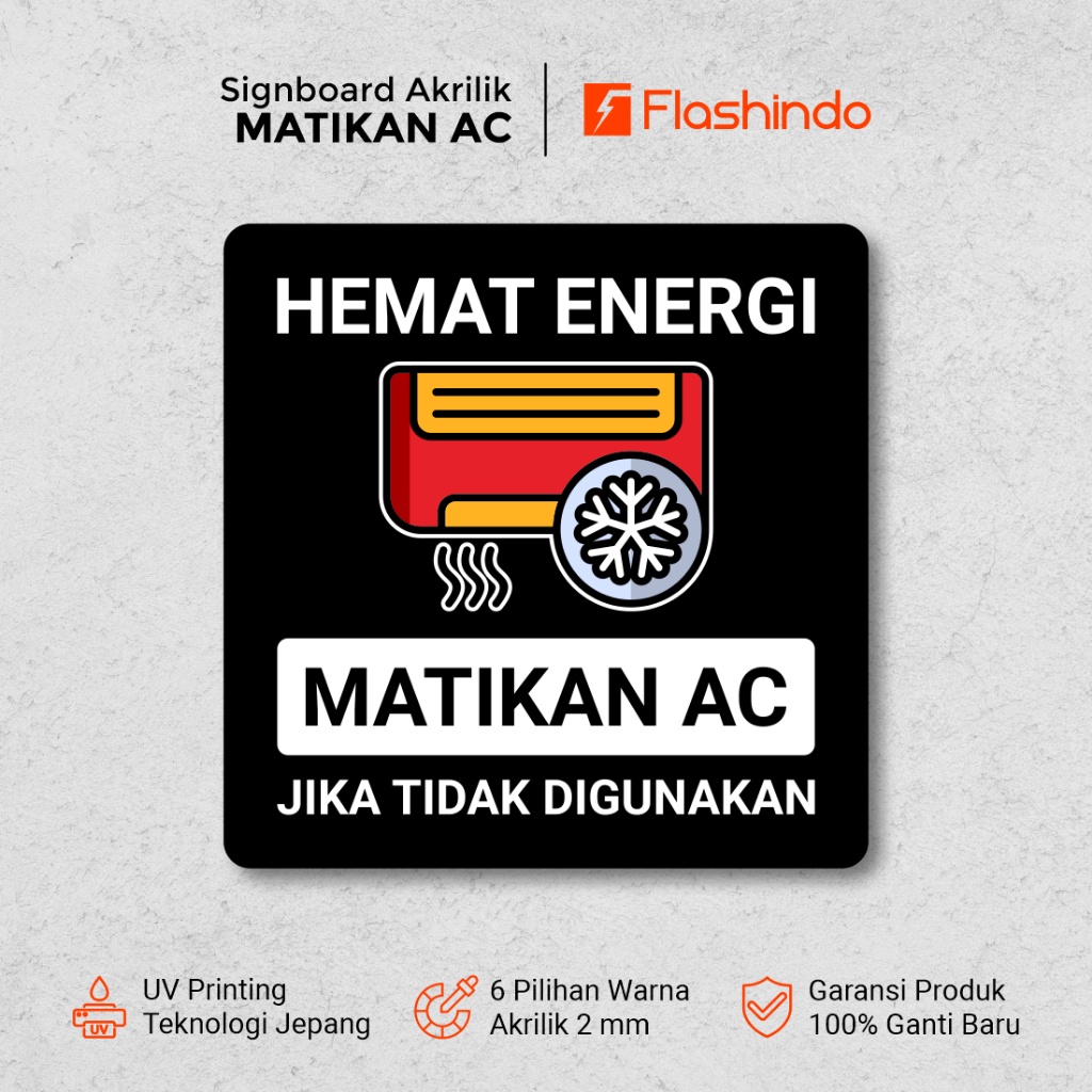 Jual Sign / Signboard Akrilik HEMAT LISTRIK MATIKAN AC || Minimalis ...