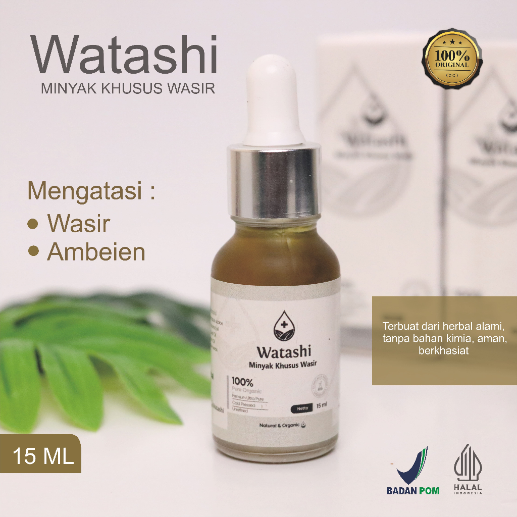 [AMPUH] Watashi Oil Obat Wasir Ambeien Luar Dalam - Salep Herbal Penghilang Benjolan Anus Berdarah Tanpa Operasi