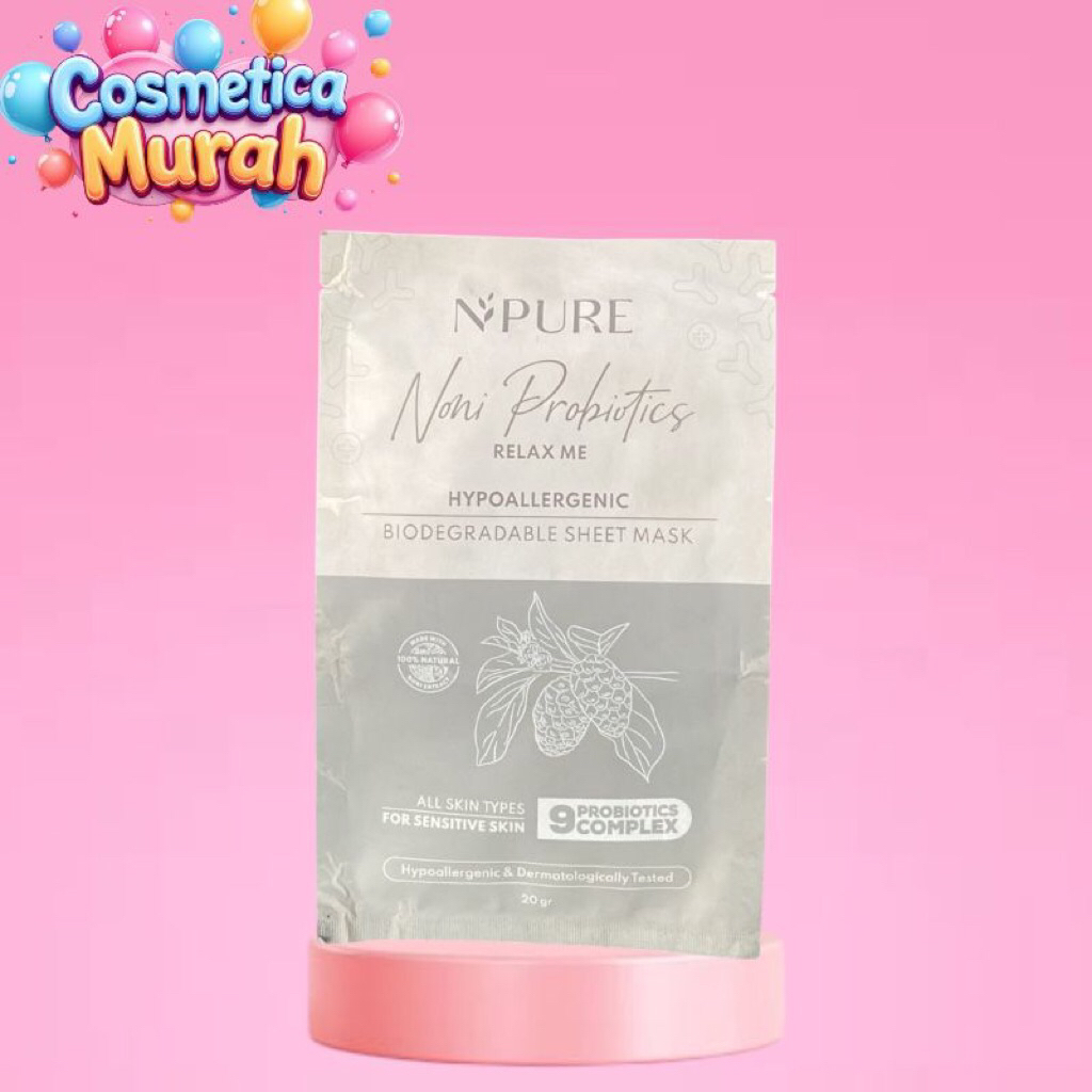 NPURE noni probiotics relax me hypoallergenic biodegradable sheet mask masker wajah relax tisu