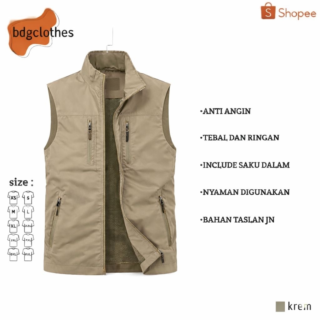 Jual Jaket Rompi Motor 4 Saku Pria Casual Stylish Taslan Tebal Premium ...