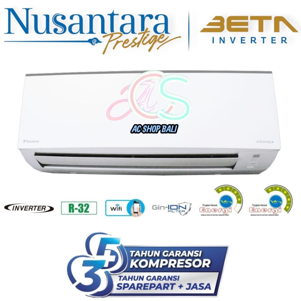 Jual Ac Daikin BETA Inverter 3/4 Pk FTKE20YV Ac Daikin nusantara 0.75 ...