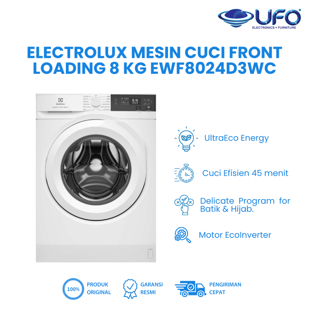 Jual Electrolux Mesin Cuci Front Load 8Kg Inverter 1200RPM Cuci ...