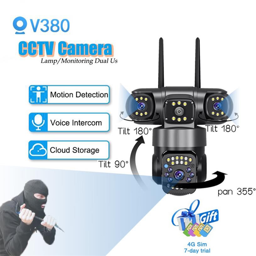 Jual Cam720 Cctv Kamera 3 Lensa V380 Pro Penglihatan Malam Penuh Warna ...