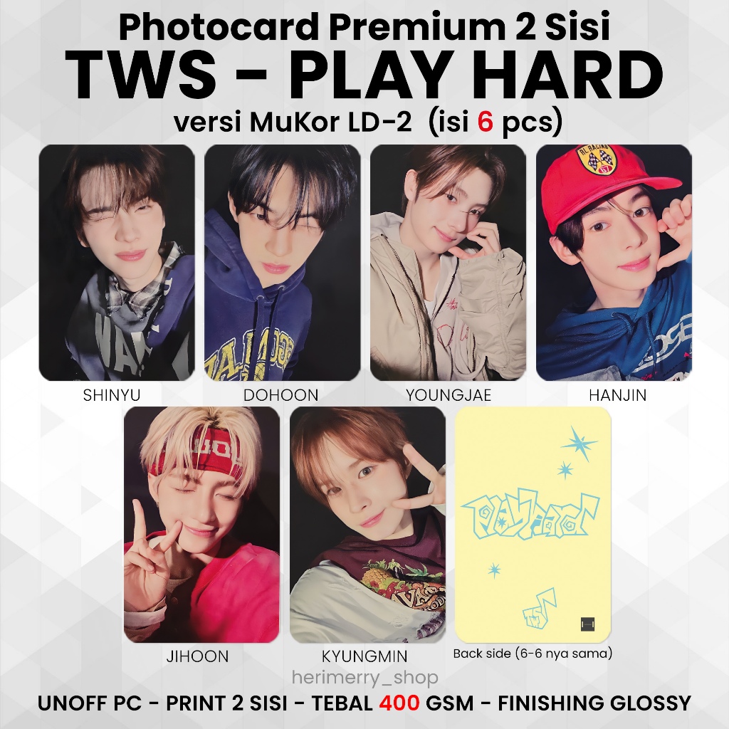 Jual (ISI 5/6 PCS) Photocard TWS PLAY HARD - PC Premium 2 Sisi