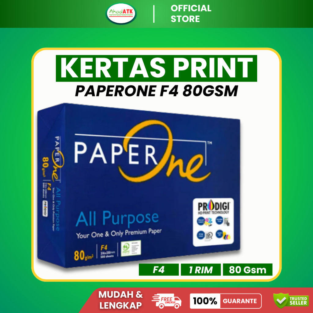 Jual ORIGINAL Paper One Kertas HVS F4 80gsm | 1 Rim Isi 500 Lembar ...