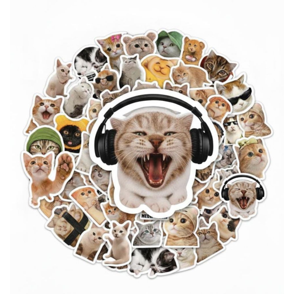 Jual Kumpulan sticker MEME KUCING VIRAL Anti Air DIY Scrapbook Graffiti ...