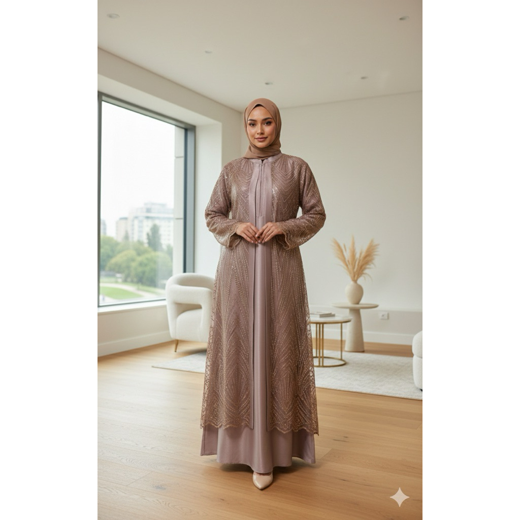 Jual GAMIS PESTA TERBARU TILE SEQUIN SPANGLE MIX Satin Cristal// Gamis ...