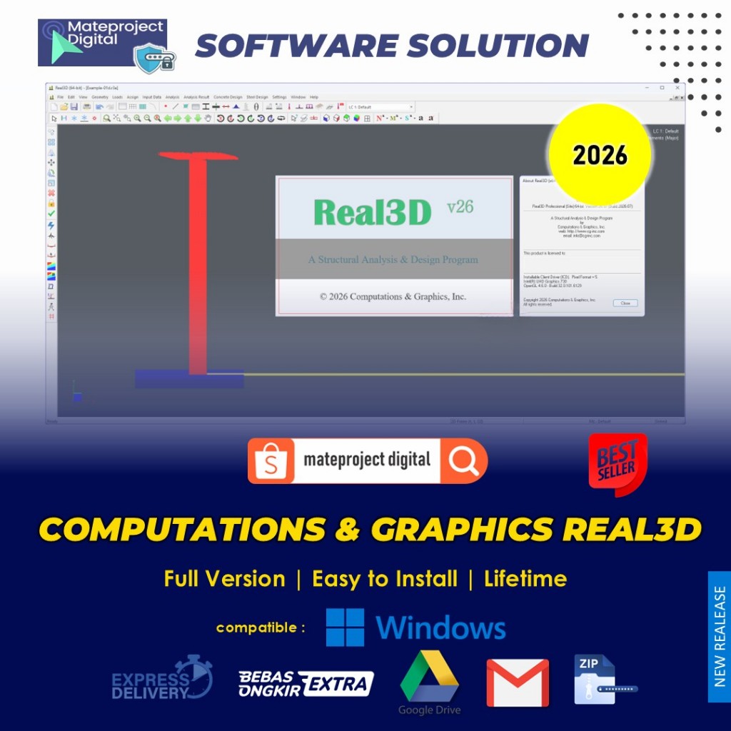 Jual Computations & Graphics Real3D v26.07 Software Analysis Structural ...