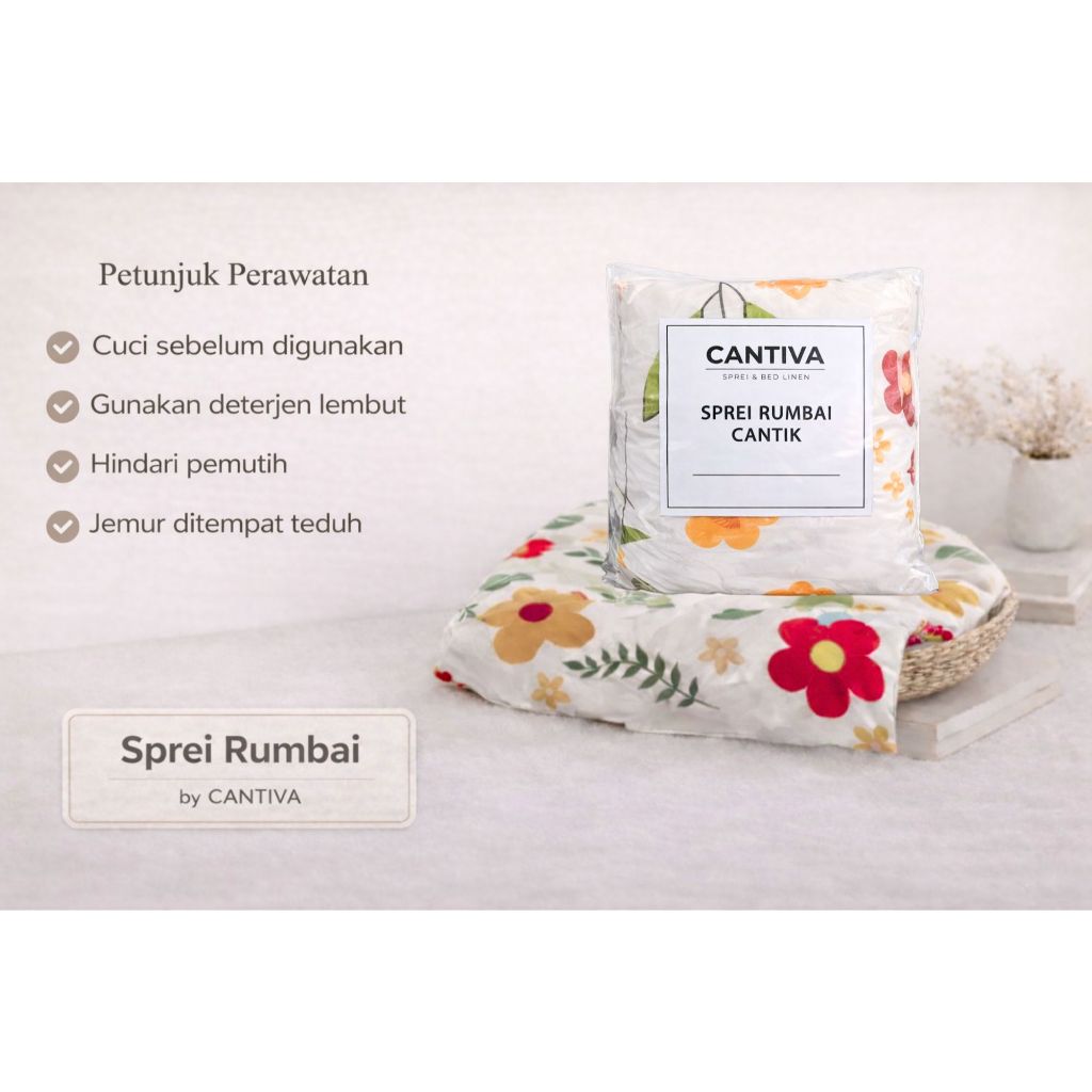 Sprei Rumbai Premium Ukuran 180x200 & 160x200 / Seprai Rempel 2 Sarung Bantal Gu - foto 5
