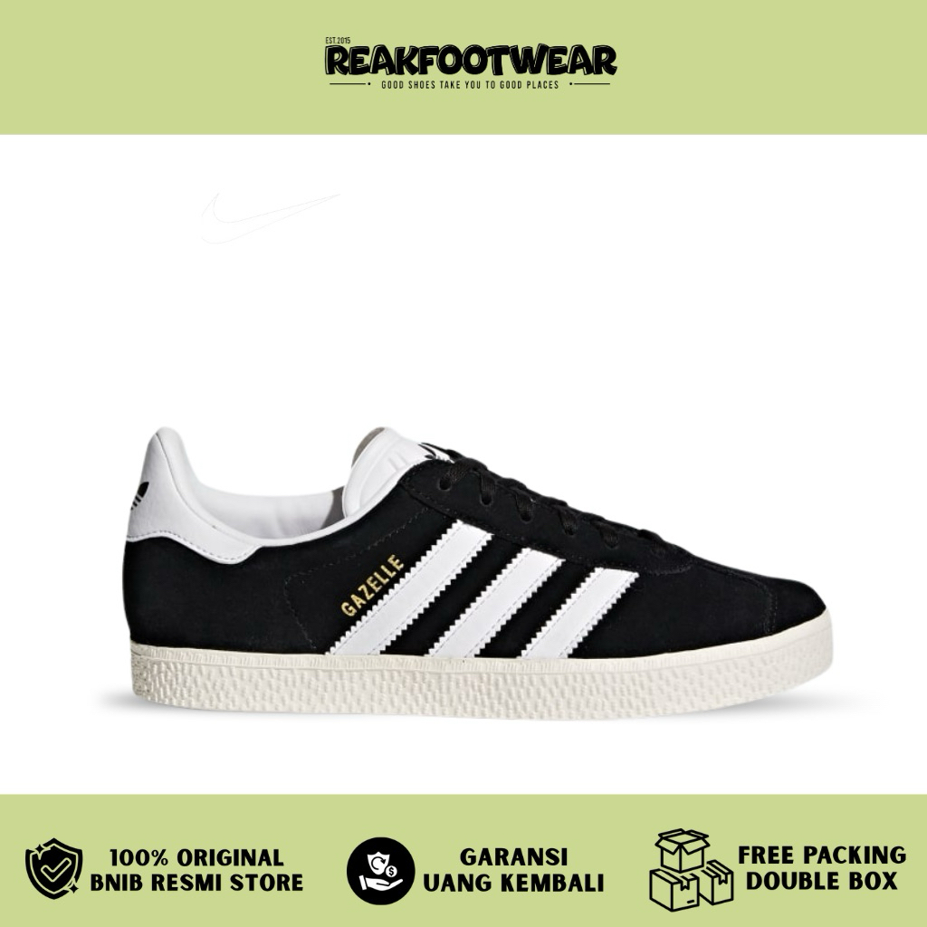 Jual Adidas Gazelle J Core Black Cloud White Gold Metallic - BB2502 ...