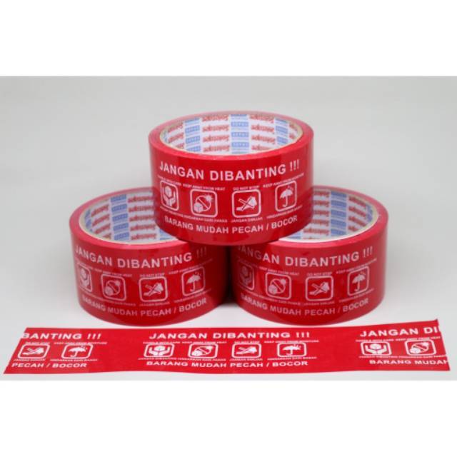 Jual PACKING Lakban Fragile Merah JANGAN DIBANTING 48mm x 100 Yard ...