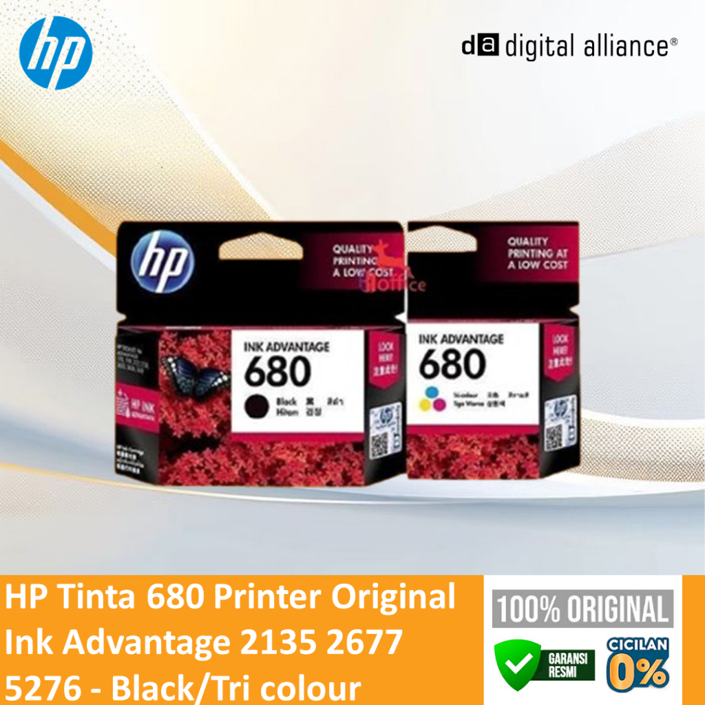 Jual HP Tinta 680 Printer Original Ink Advantage 2135 2677 5276 - Black ...