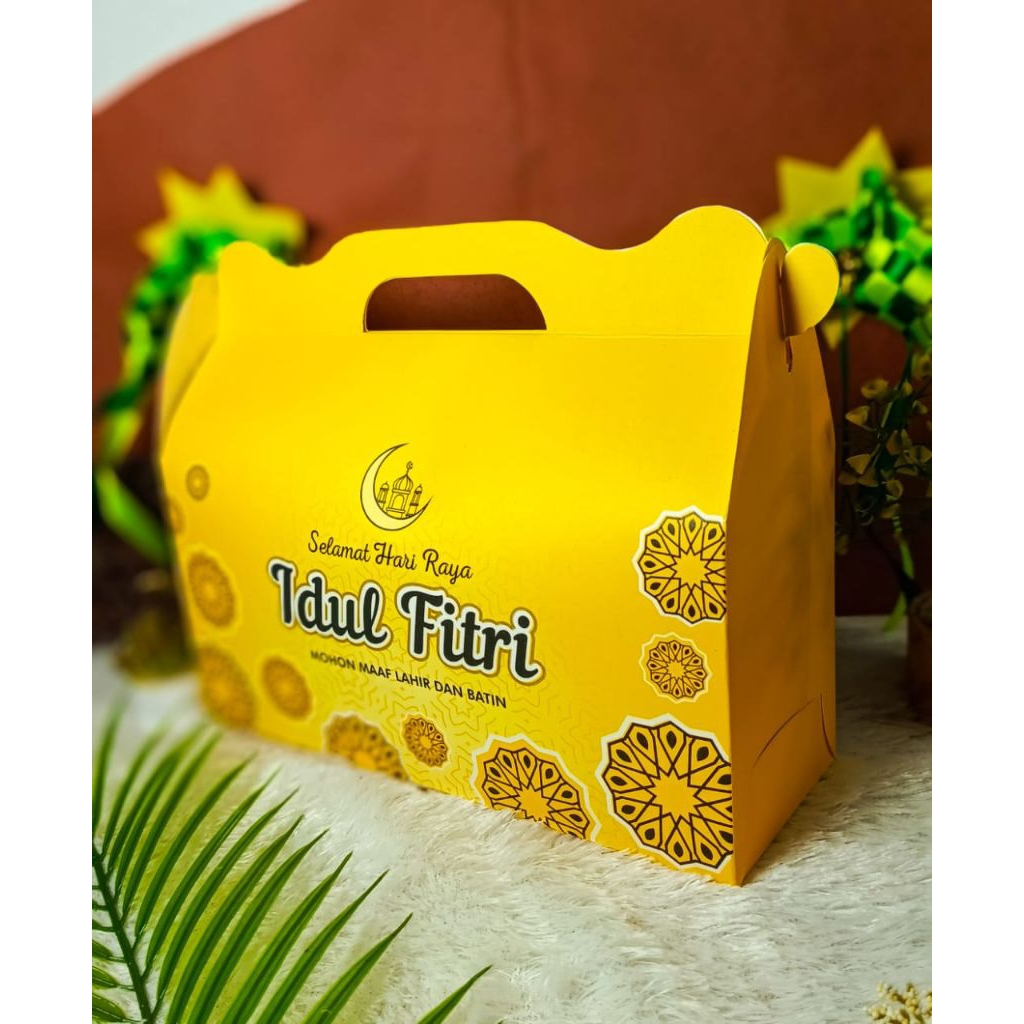 (10 PCS) Box Tenteng Parcel Idul Fitri / Box Tenteng Lebaran / Box Tenteng Idul Fitri / Gable Box / Box Tenteng Spesial Lebaran / Gable Box Warna / Box Snack Tenteng