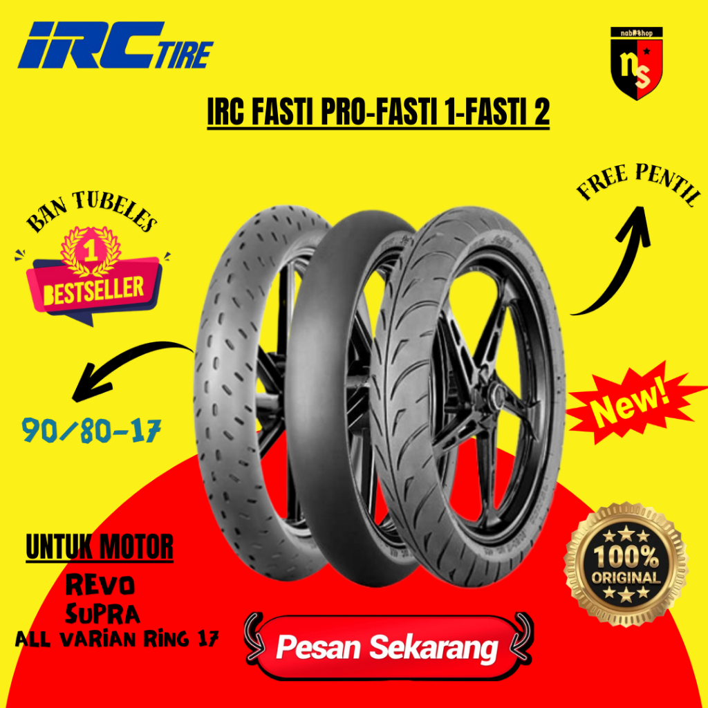 Jual BAN IRC FASTI 2 RING 17 90/80 TUBELESS RACING Free Pentil | Shopee ...