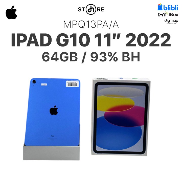 Second , iPad Gen 10th ,  2022 ,  Wifi Only , 11" , 64GB , Blue , MPQ13PA/A