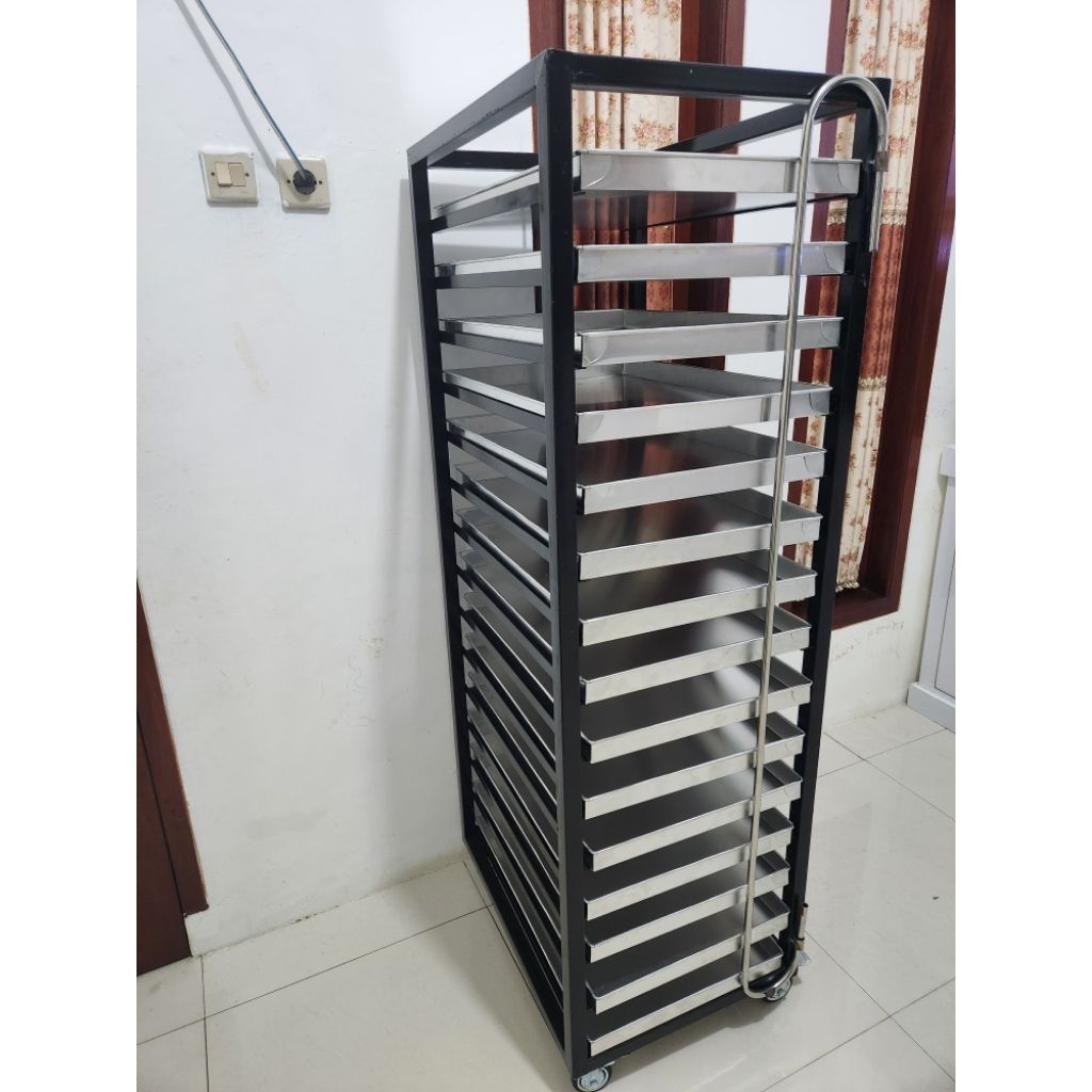 Jual Rak troly loyang roti 15 susun ukuran 60×40/rak trolley bakery ...