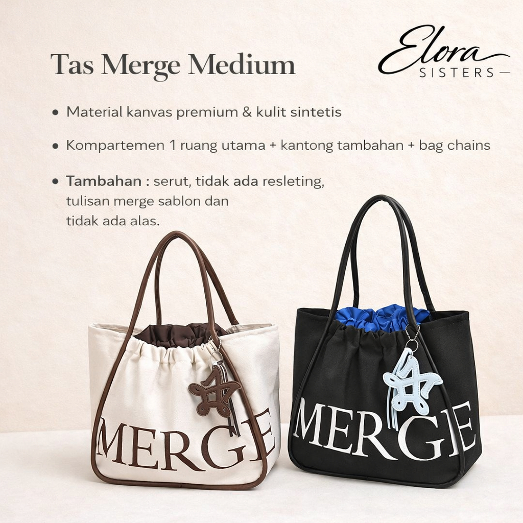 Jual Tas Merge Medium / Tas Stylish Modern / Tas Kekinian Cewek Kuliah ...