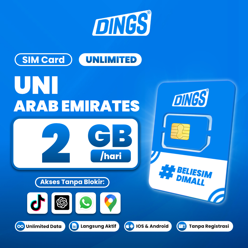 Jual DINGS ORIGINAL SIM CARD Uni Emirates Arab Dubai Unlimited Internet ...
