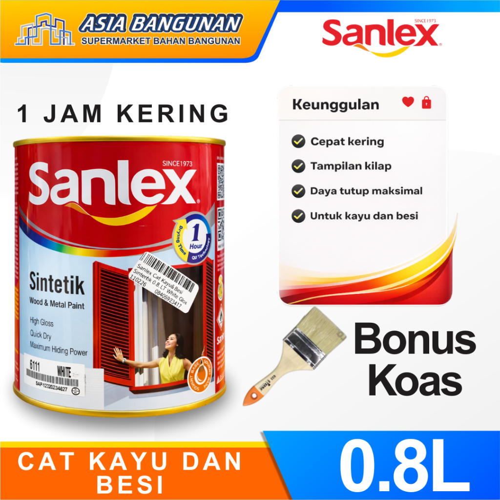 Jual Sanlex Cat Kayu Besi Sintetik 0.8 Liter Cat Minyak Besi Kayu All ...