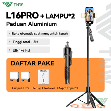 TNW L16pro Tongsis Tripod Automatic Pop Up Selfie Stick 180cm Aluminium Tripod With Bluetooth