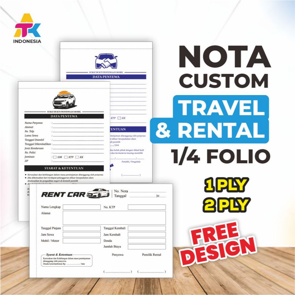 Jual Nota Custom Travel & Rental Ukuran 1/4 isi 50 Lembar [ ATK ...