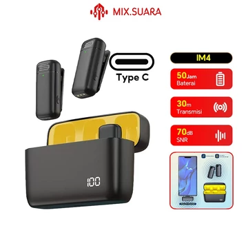 MIX.SUARA K31 Pro A37 Mic Clip On Wireless Microphone Jepit Di Baju Type C IOS 3in1 Plug Play